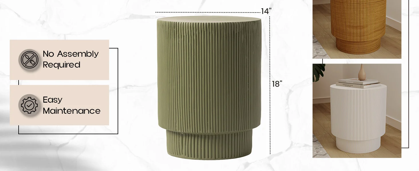 Eden Collection Fiberglass Outdoor Side Table in Olive Green