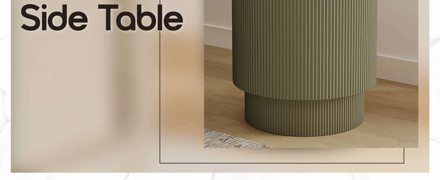 Eden Collection Fiberglass Outdoor Side Table in Olive Green