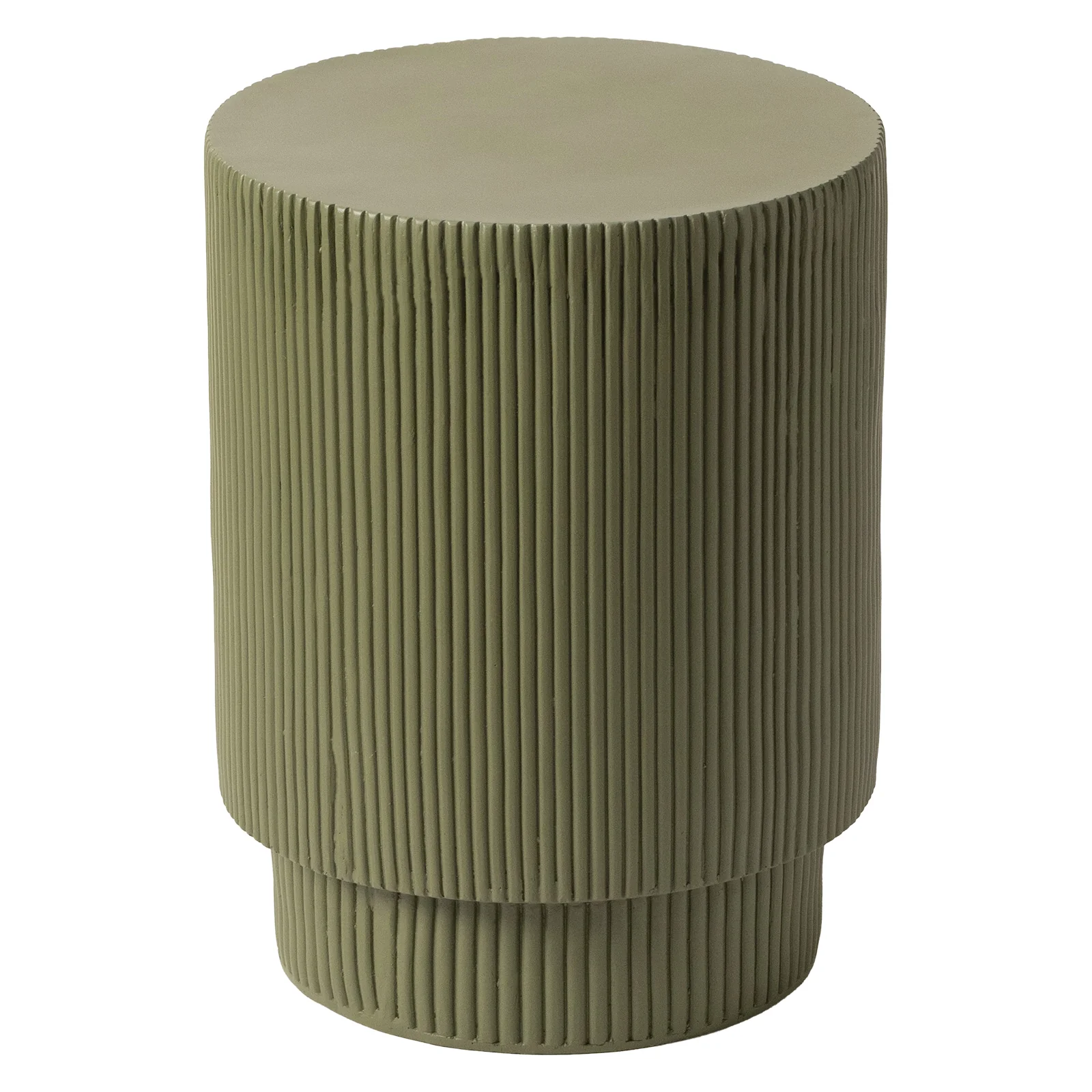 Eden Collection Fiberglass Outdoor Side Table in Olive Green