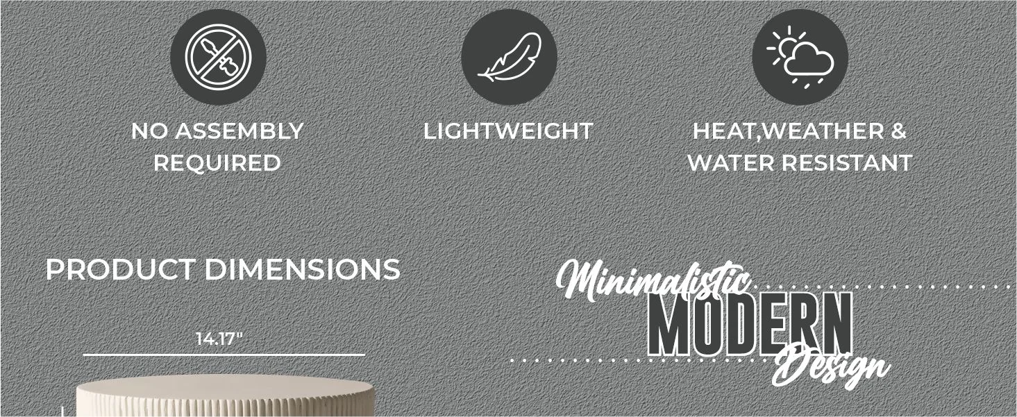 Eden Collection Fiberglass Outdoor Side Table in White