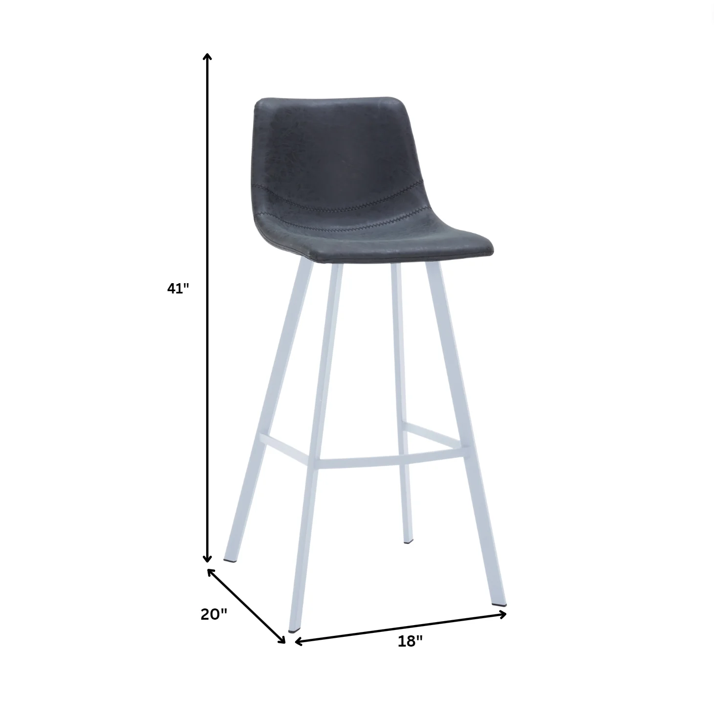 Elland - Counter stool -White Base-Charcoal Black