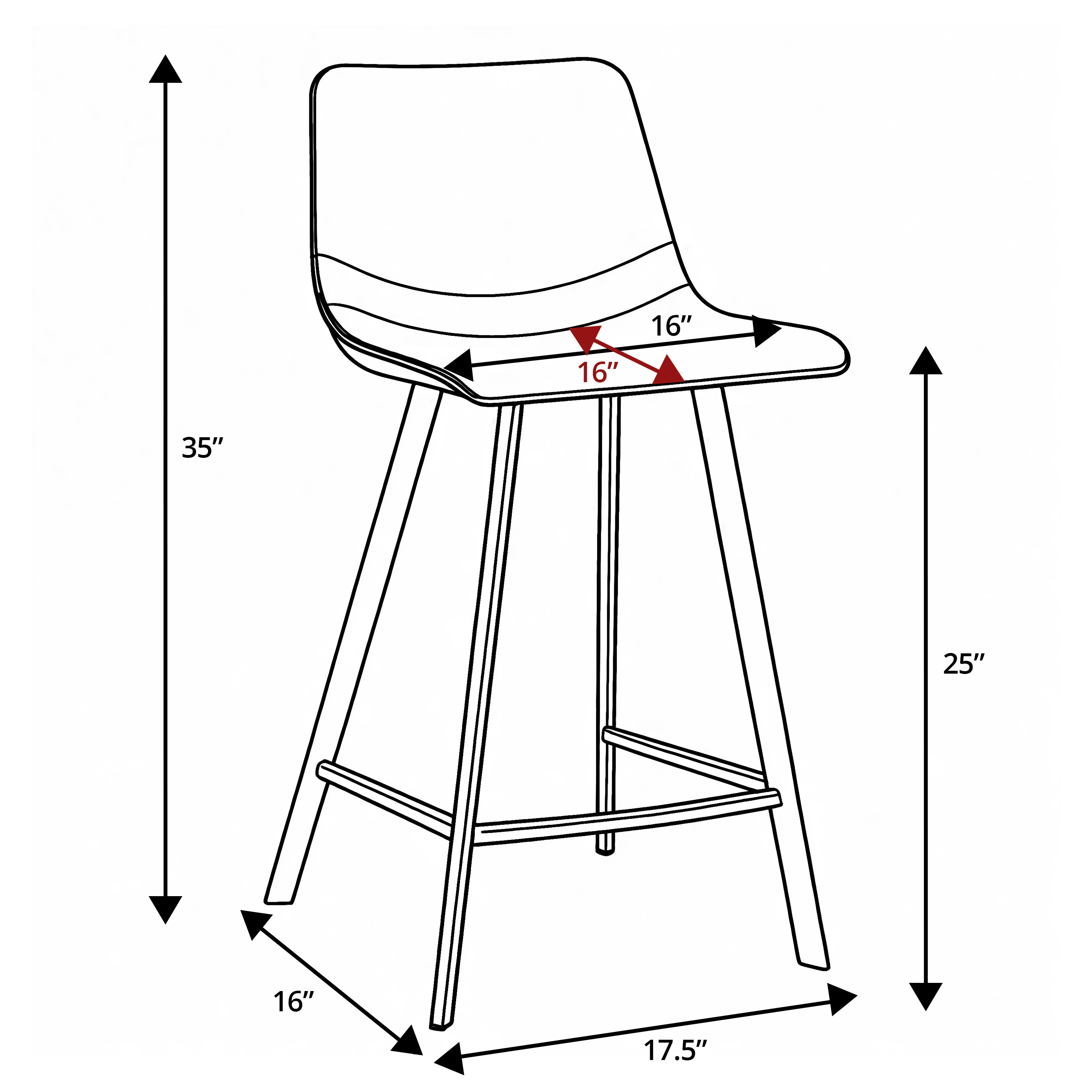 Elland - Counter stool -White Base-Charcoal Black