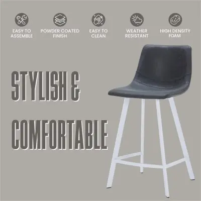 Elland - Counter stool -White Base-Charcoal Black