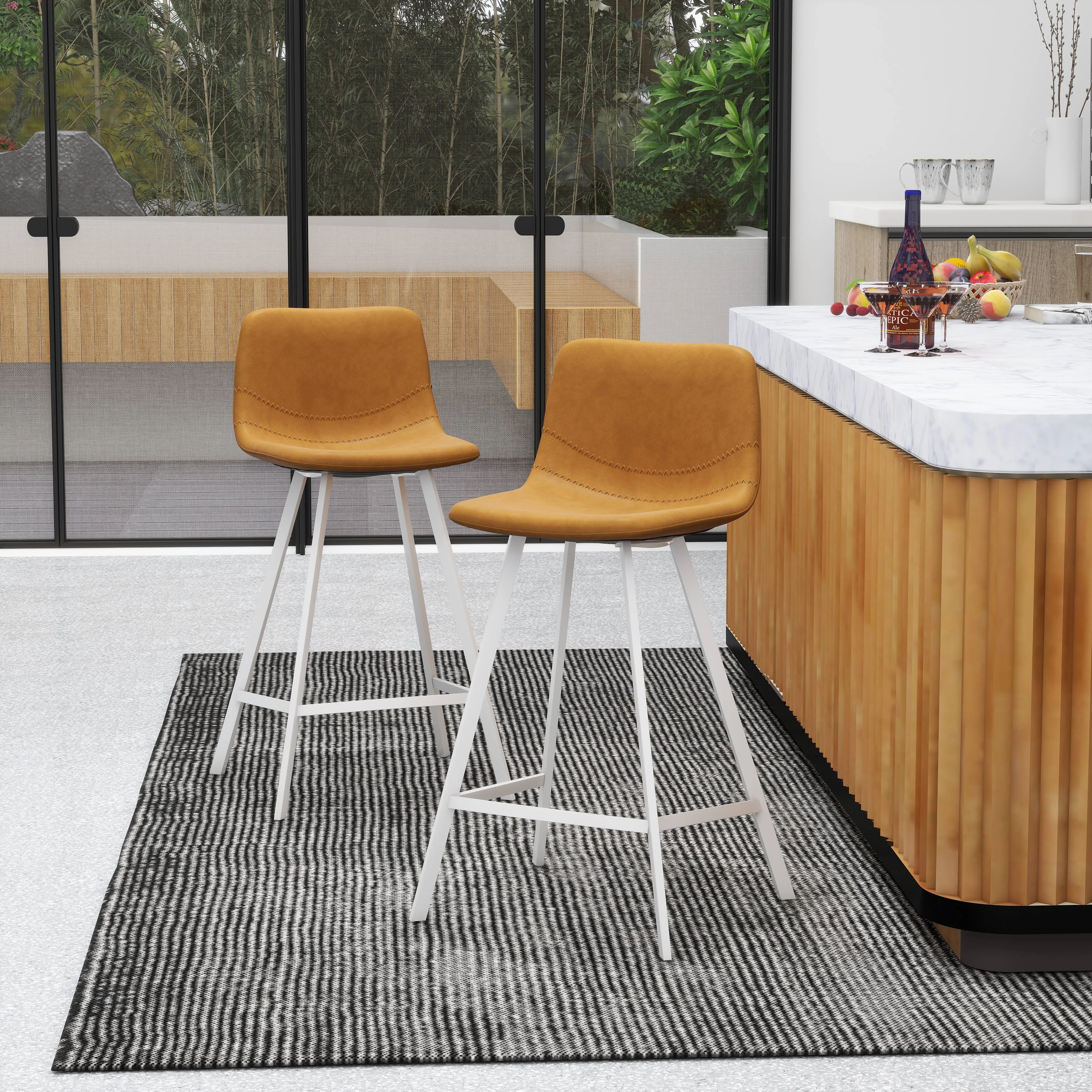 Elland - Counter stool -Light Brown-White base