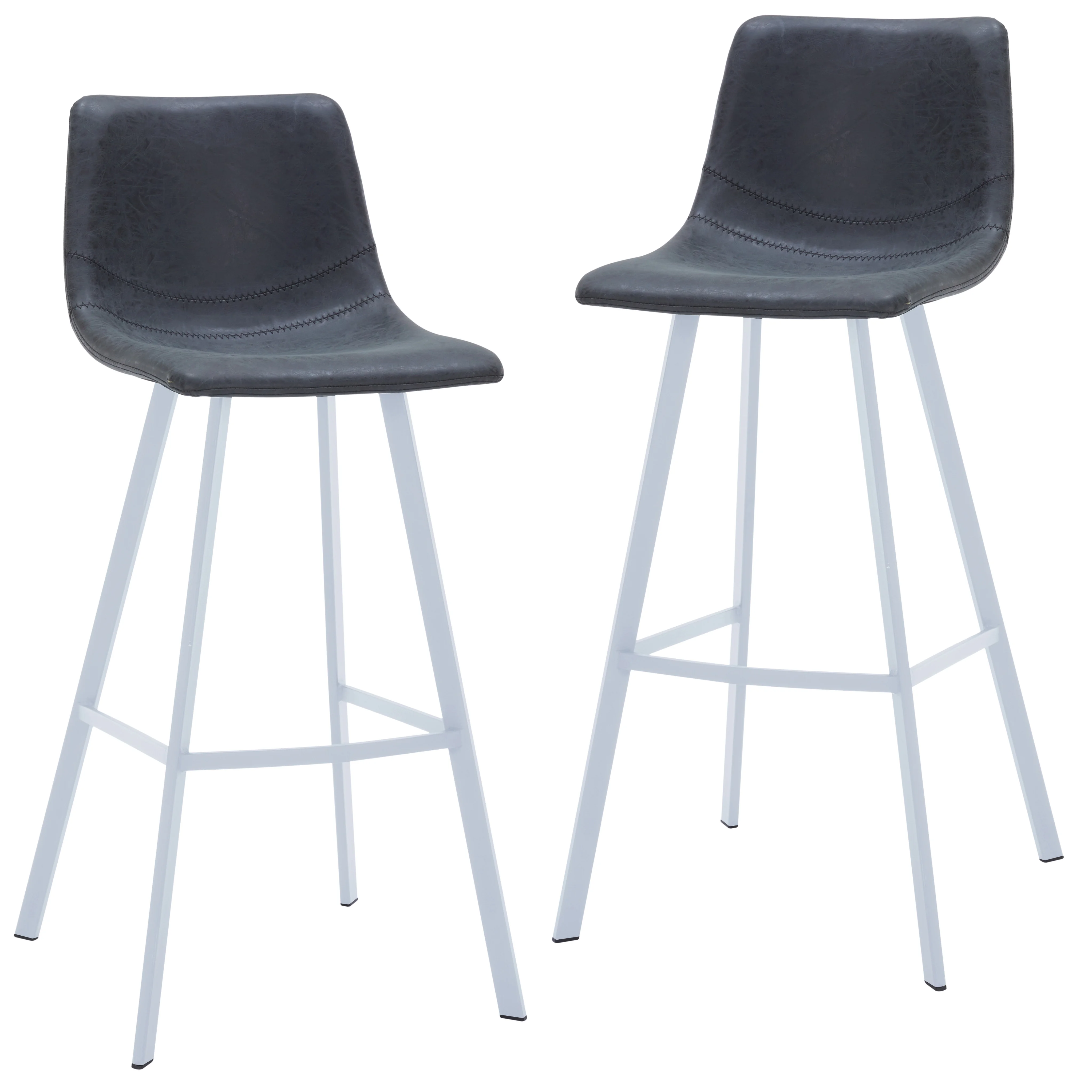 Elland - Bar stool -Charcoal Black- White Base Set of 2
