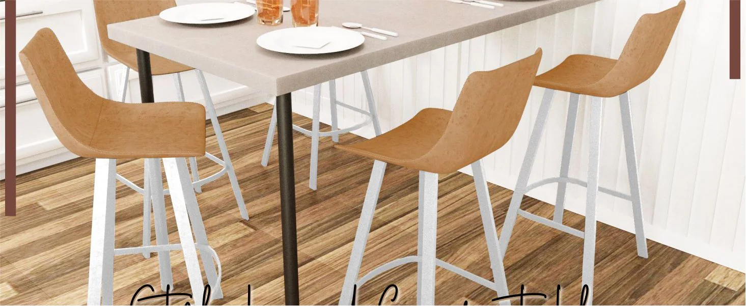 Elland - Bar stool - Light Brown - White Base