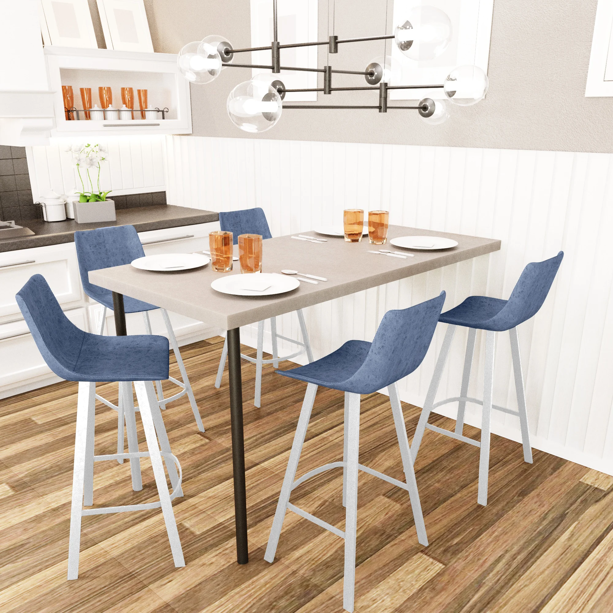 Elland - Bar stool - Peacock Blue - White Base