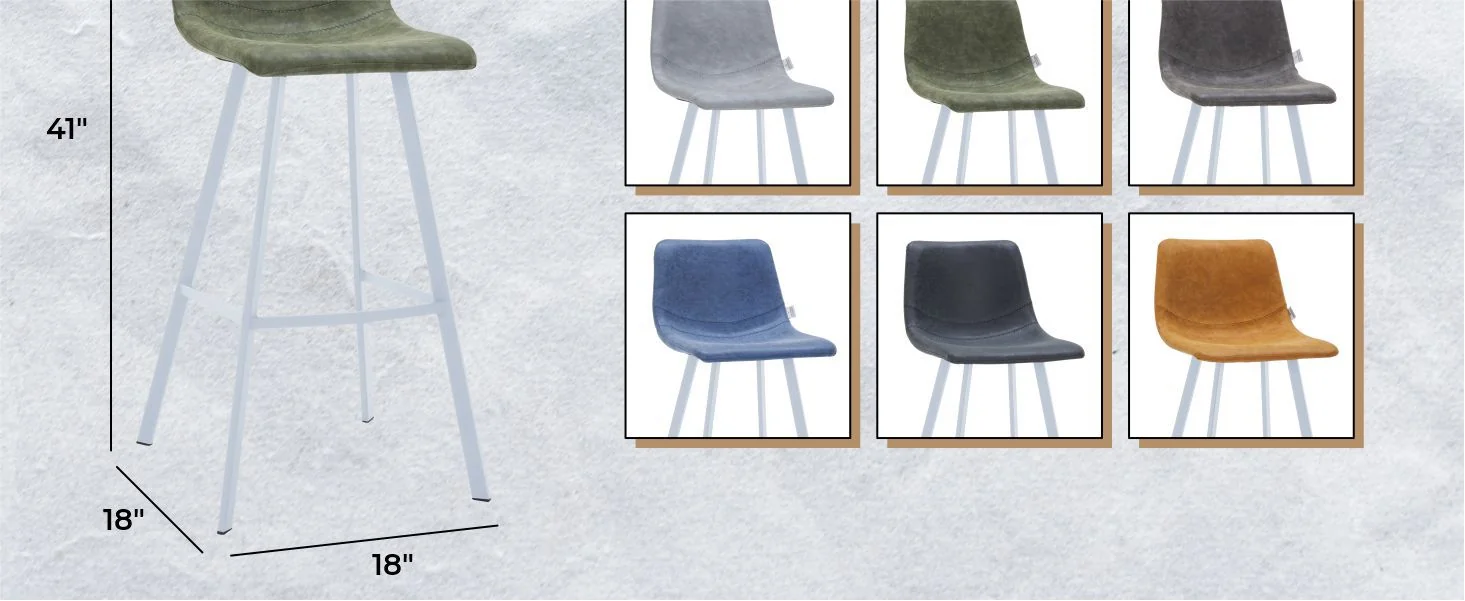 Elland - Bar stool - Olive Green- White Base