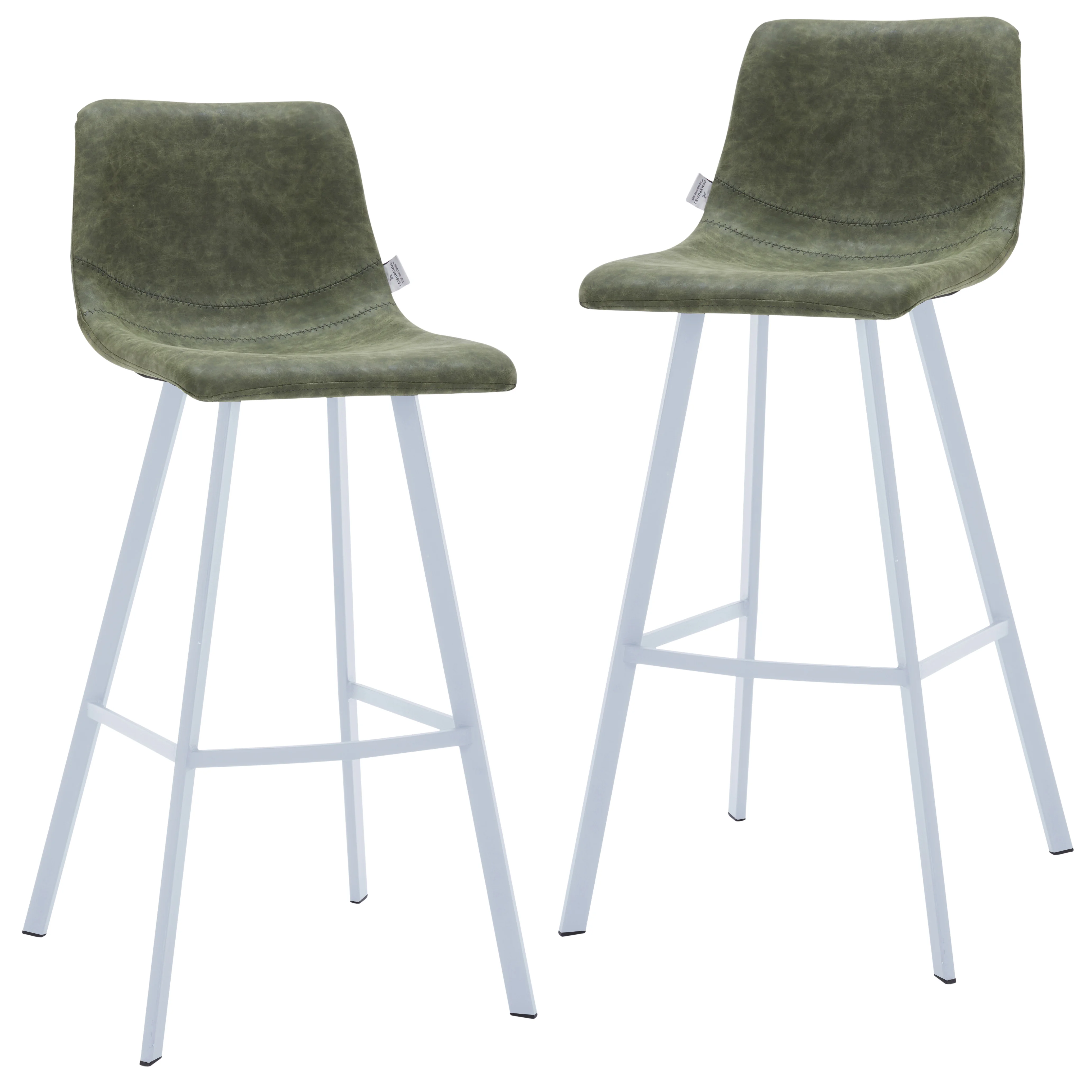 Elland - Bar stool - Olive Green- White Base Set of 2