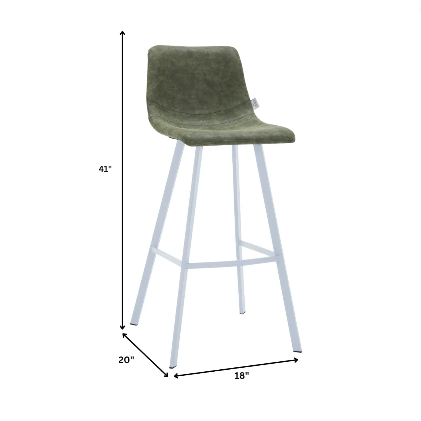 Elland - Bar stool - Olive Green- White Base Set of 2
