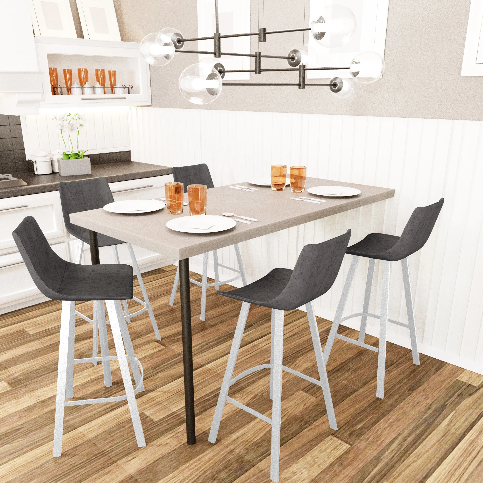 Elland - Bar stool - Grey- White Base