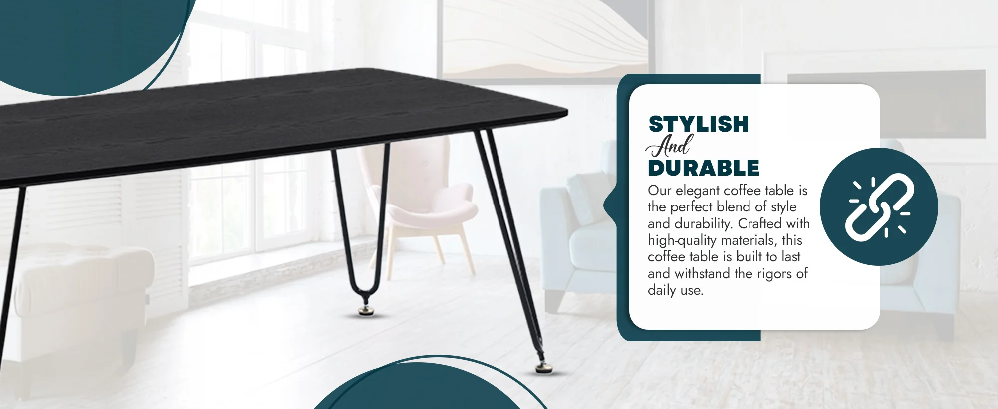 Elmwood Modern Wood Top Coffee Table With Iron Base