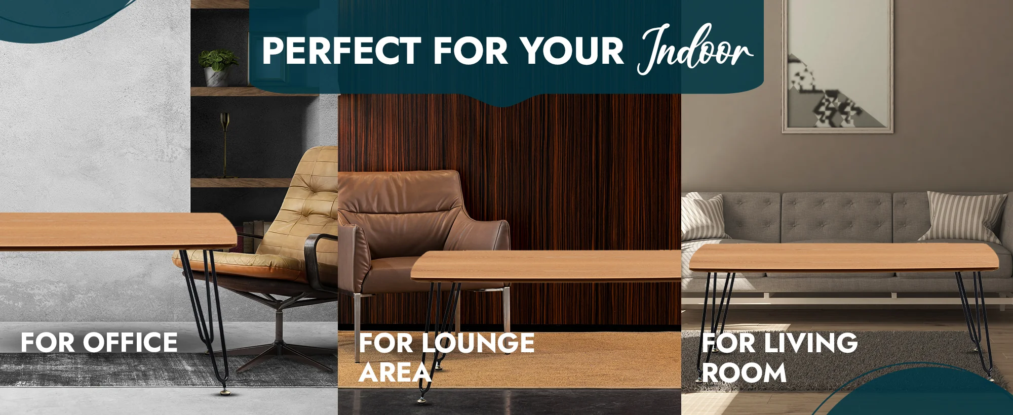 Elmwood Modern Wood Top Coffee Table With Iron Base