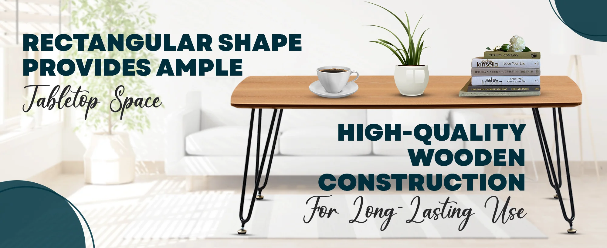 Elmwood Modern Wood Top Coffee Table With Iron Base