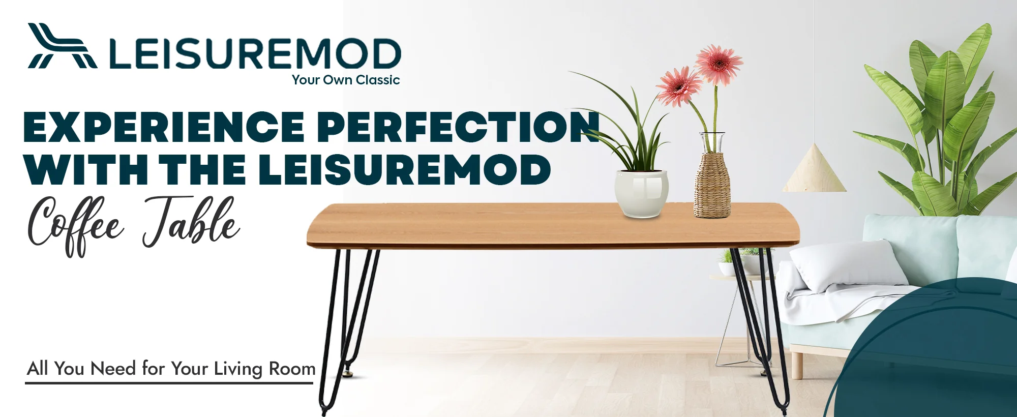 Elmwood Modern Wood Top Coffee Table With Iron Base