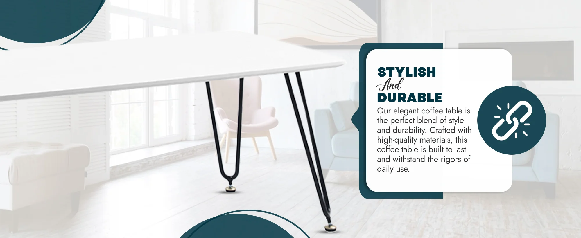 Elmwood Modern Wood Top Coffee Table With Iron Base