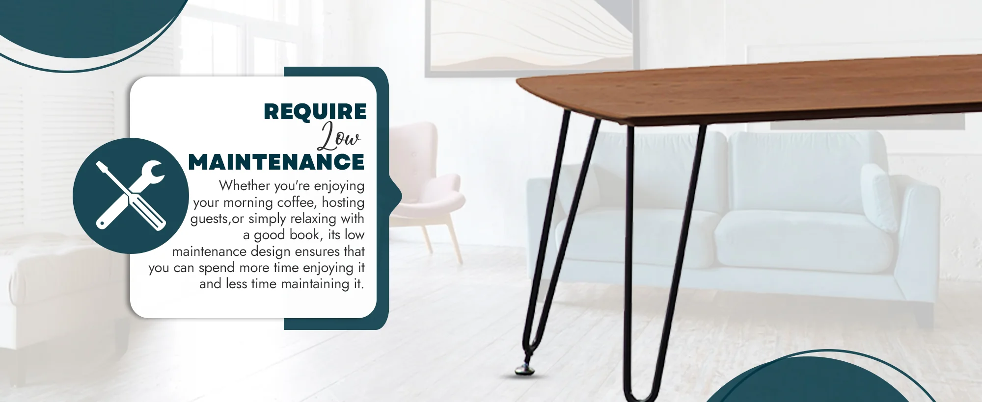 Elmwood Modern Wood Top Coffee Table With Iron Base