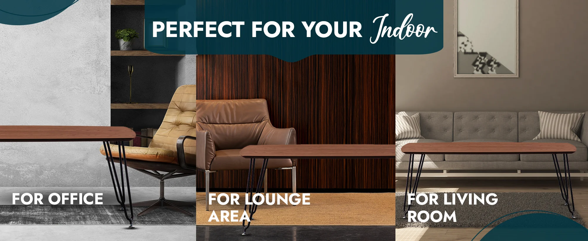 Elmwood Modern Wood Top Coffee Table With Iron Base