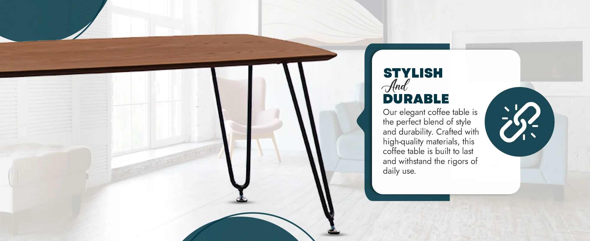 Elmwood Modern Wood Top Coffee Table With Iron Base