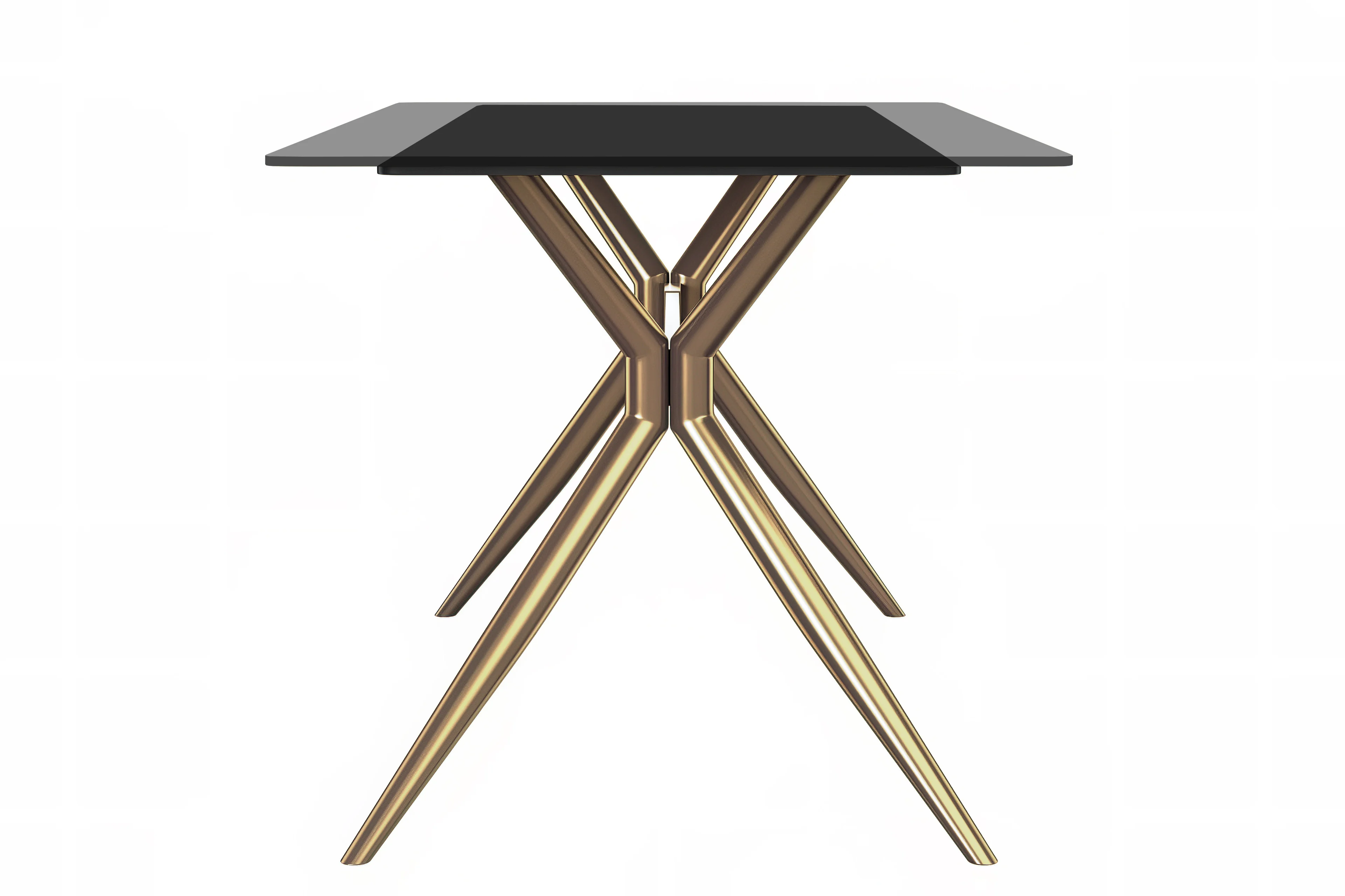 Elega Series Gold Stainless Steel Dining Table 55" With Clear Glass Top
