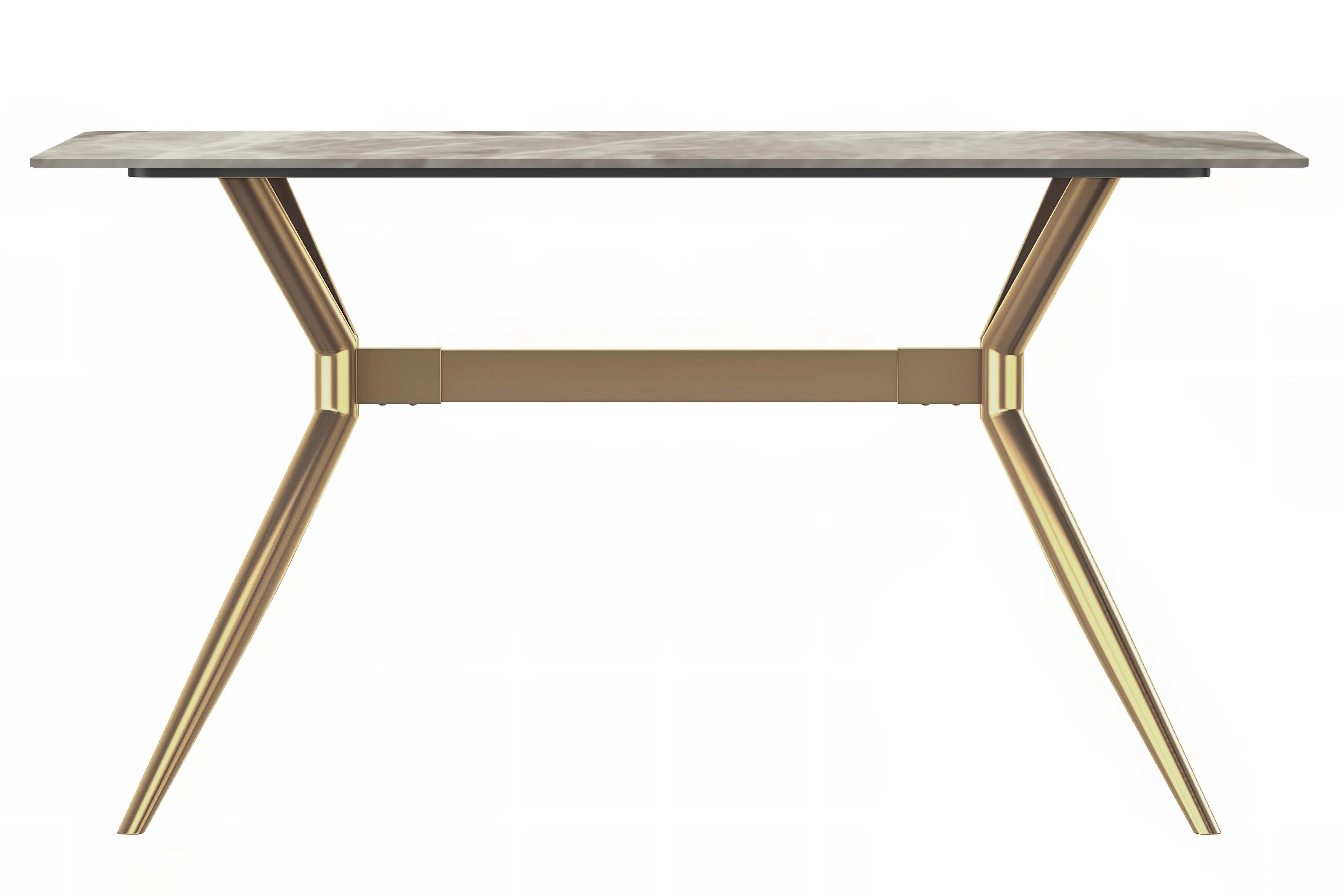 Elega Series Gold Stainless Steel Dining Table 55" With Deep Grey Sintered Stone Top