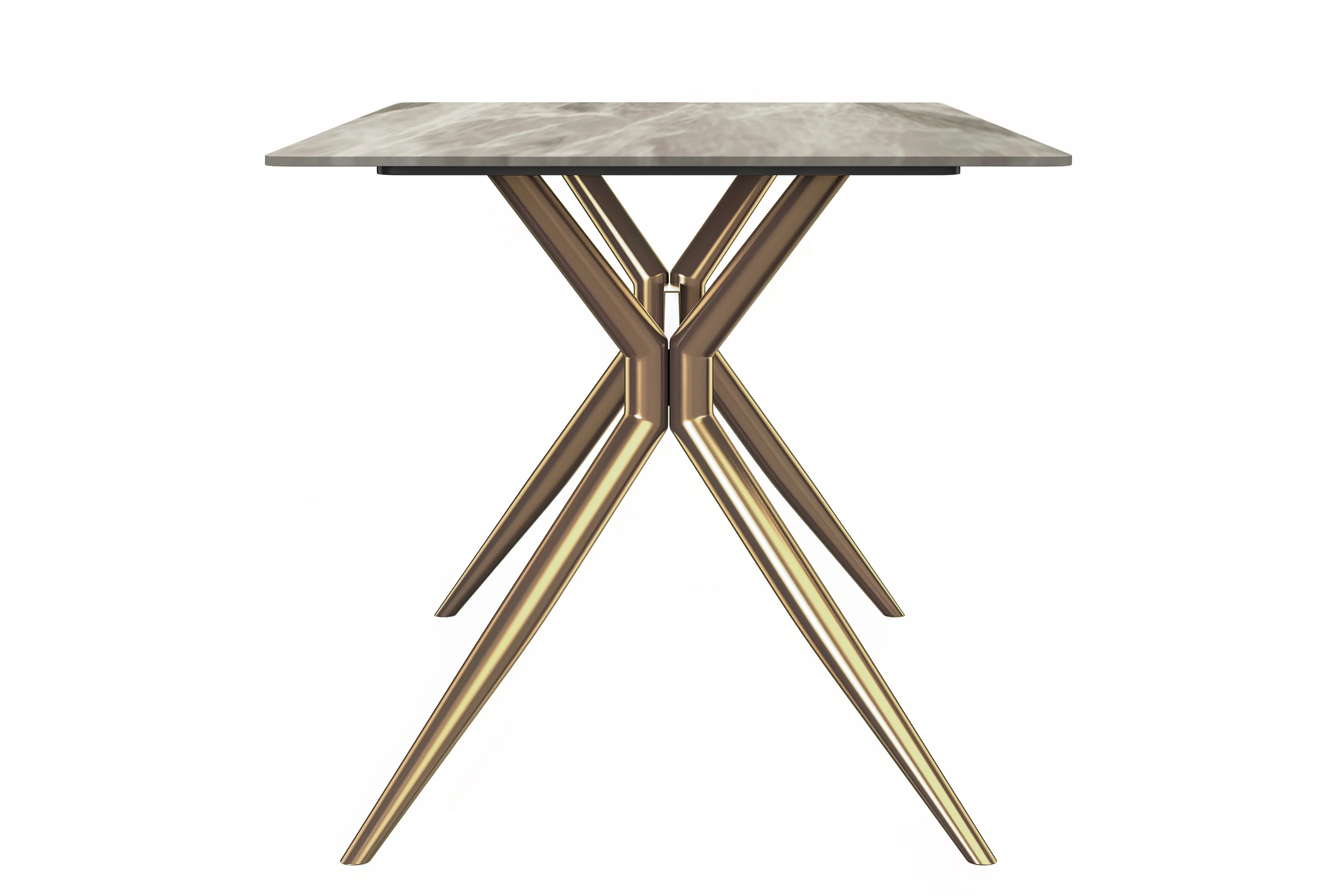 Elega Series Gold Stainless Steel Dining Table 55" With Deep Grey Sintered Stone Top