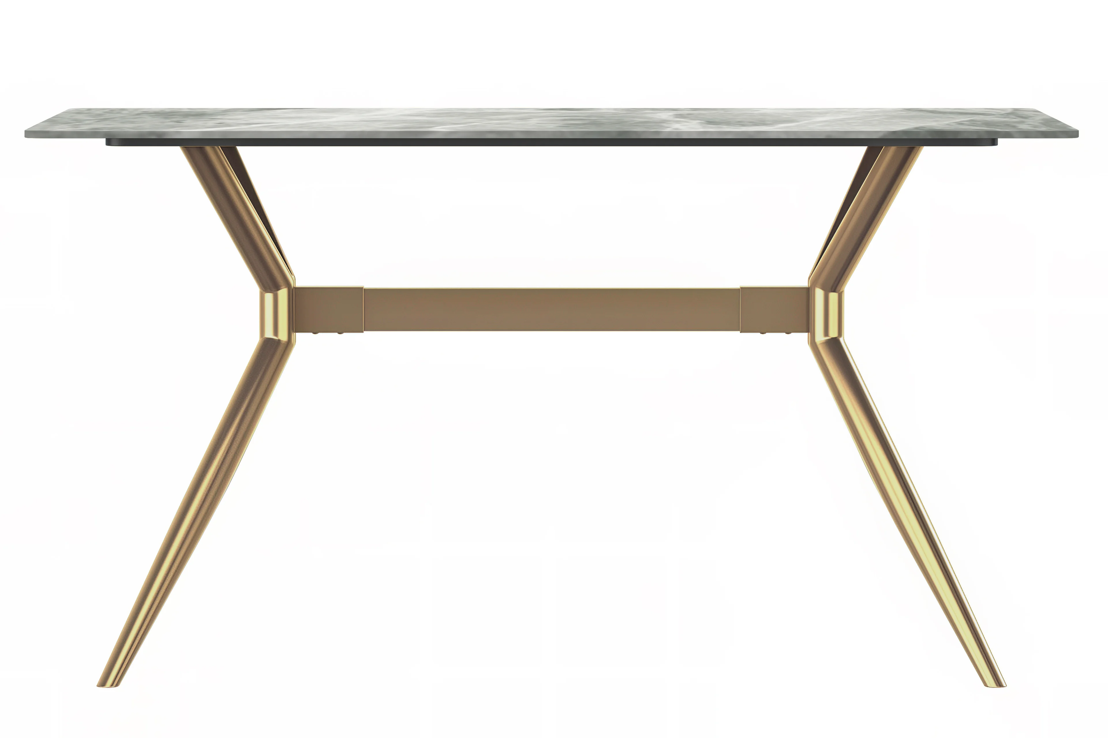 Elega Series Gold Stainless Steel Dining Table 55" With Light Grey Sintered Stone Top