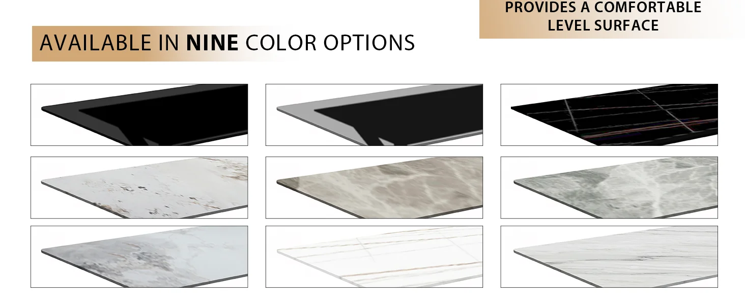 Elega Series Gold Stainless Steel Dining Table 55" With White Sintered Stone Top