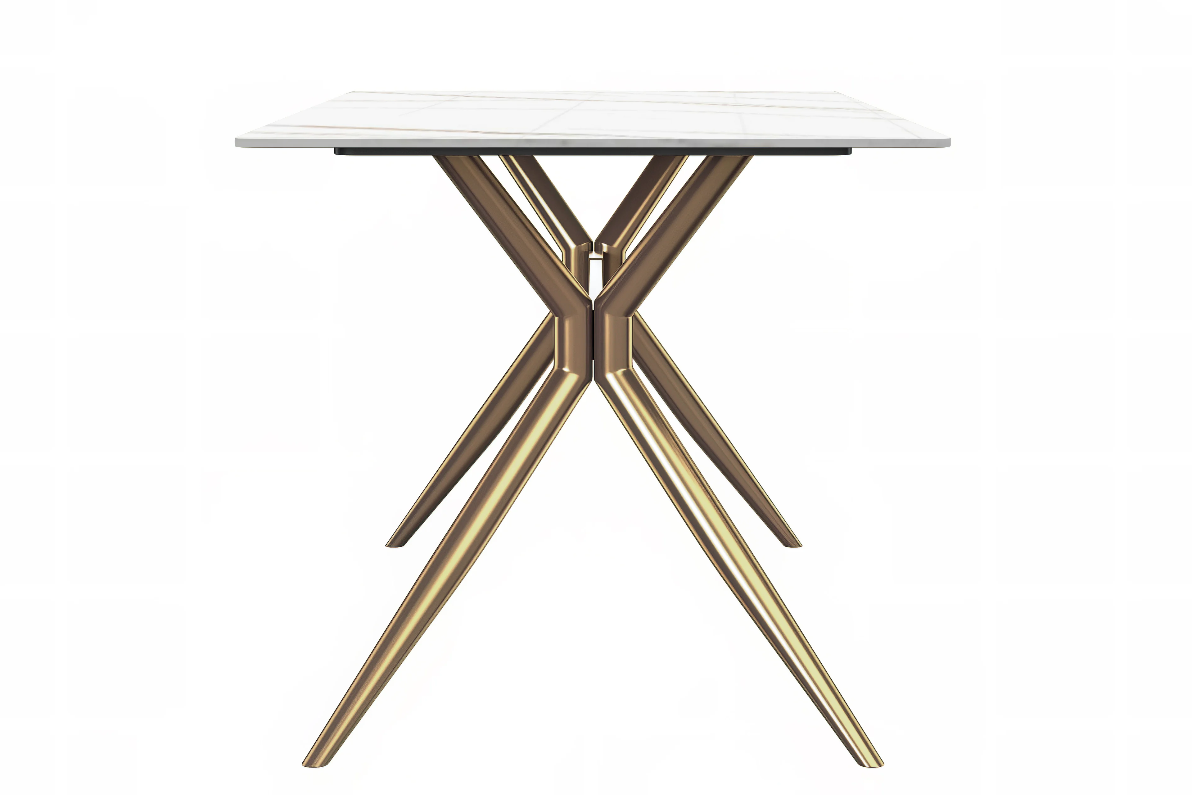 Elega Series Gold Stainless Steel Dining Table 55" With White/Gold Sintered Stone Top