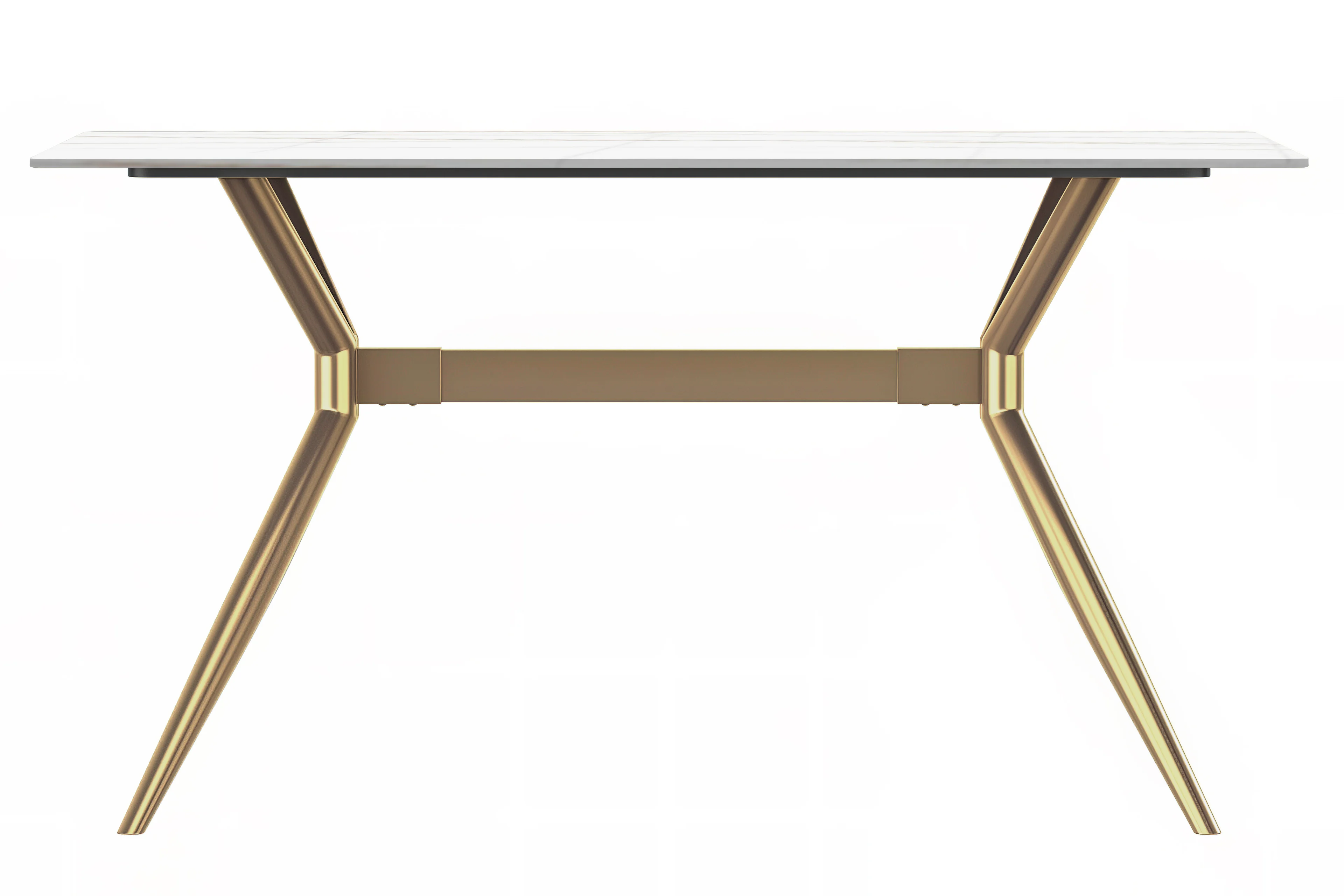 Elega Series Gold Stainless Steel Dining Table 55" With White/Gold Sintered Stone Top
