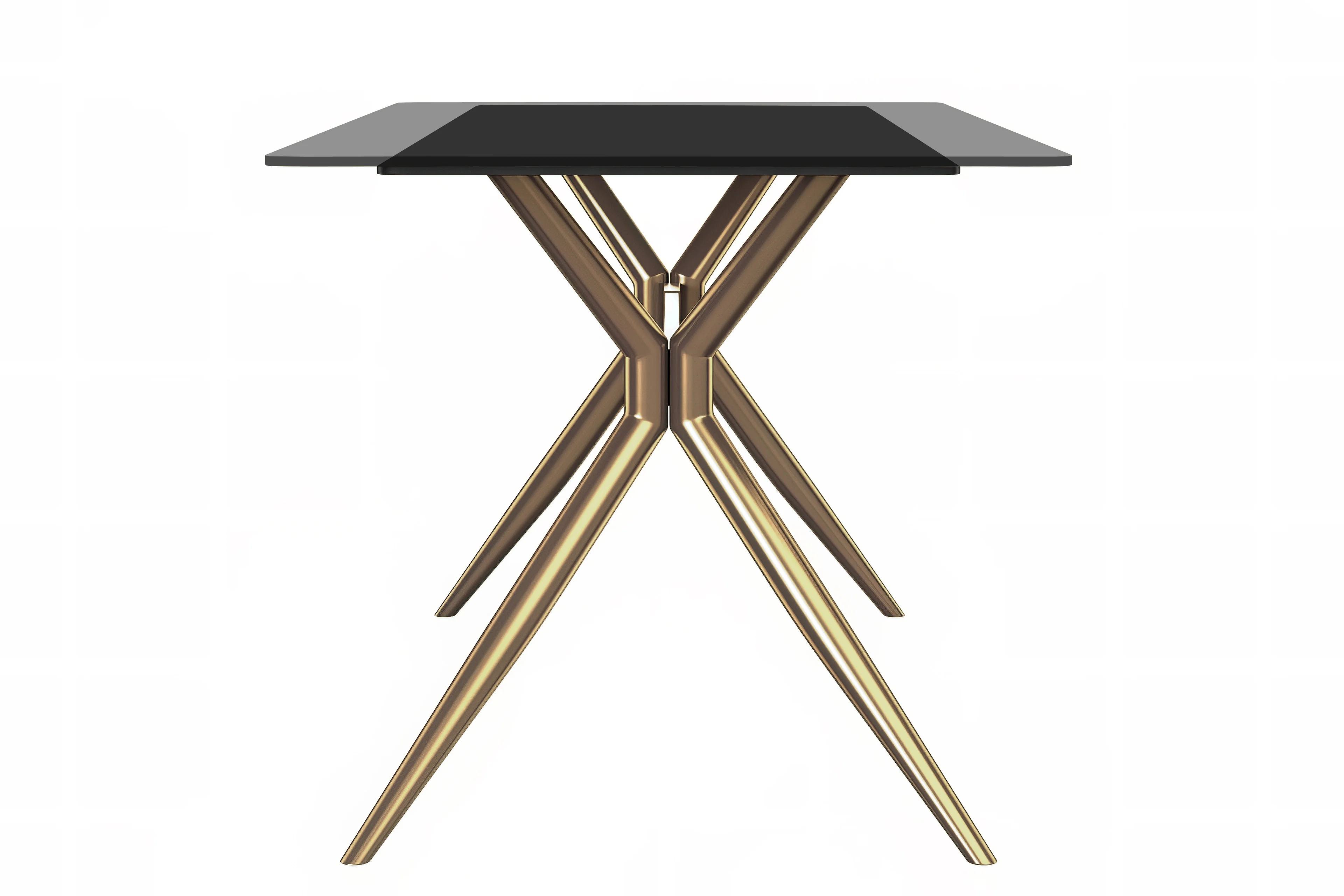 Elega Series Gold Stainless Steel Dining Table 62" With Clear Glass Top