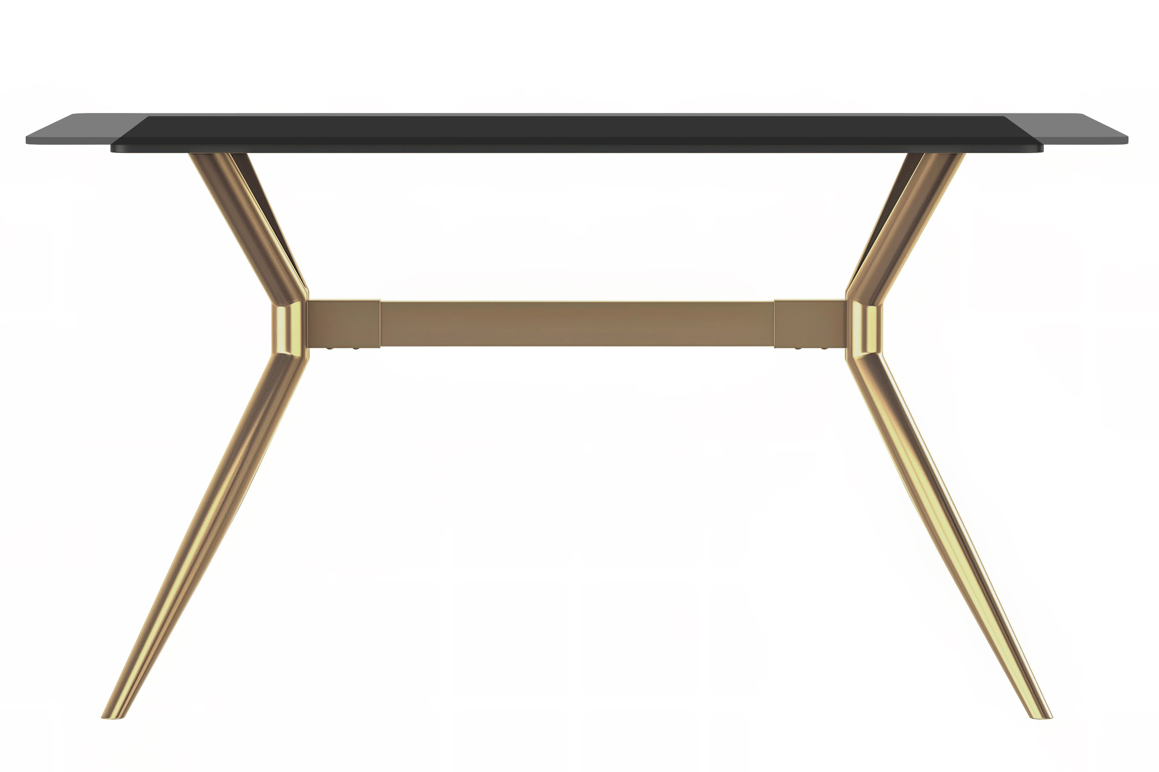 Elega Series Gold Stainless Steel Dining Table 62" With Clear Glass Top