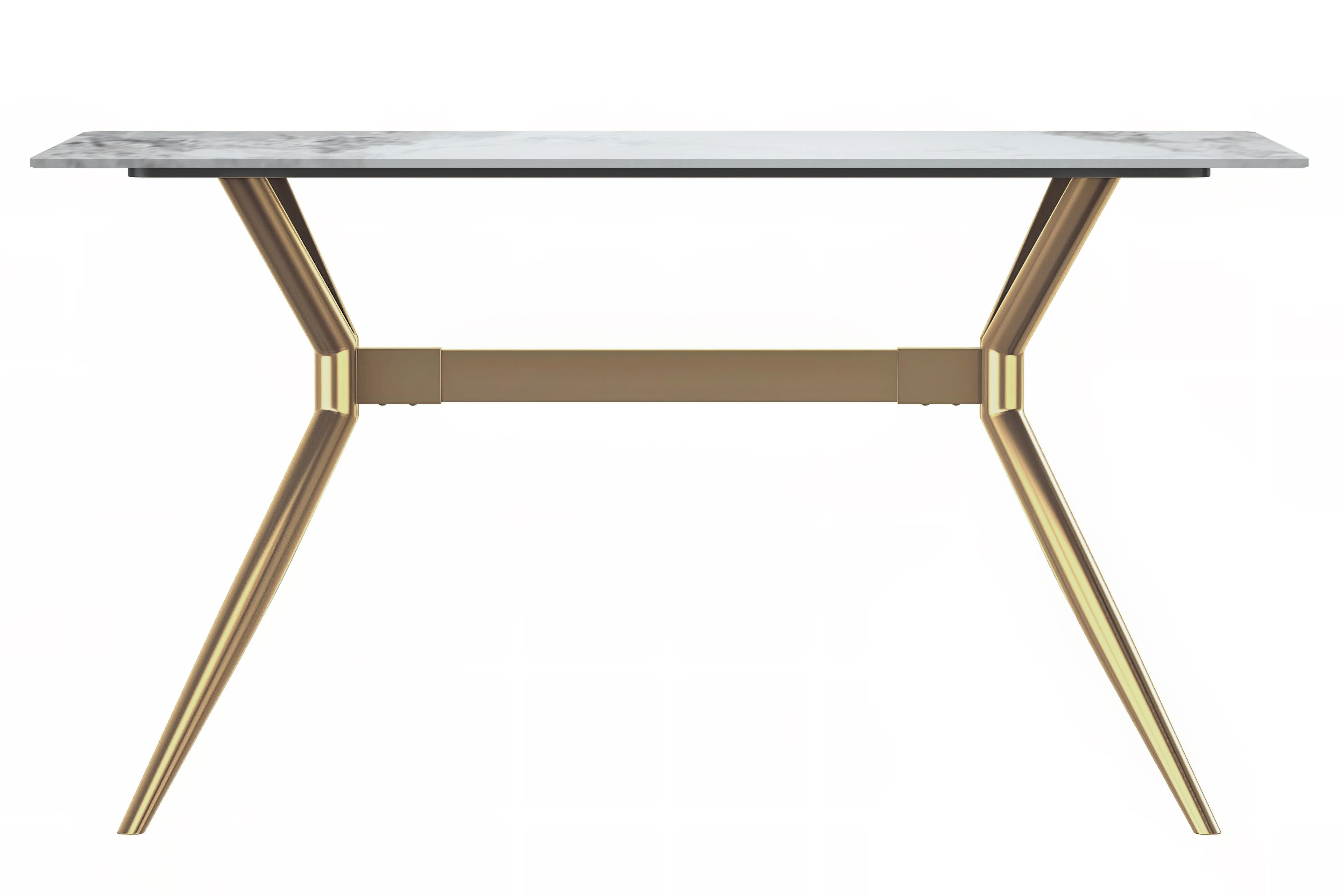 Elega Series Gold Stainless Steel Dining Table 62" With Medium Grey Sintered Stone Top