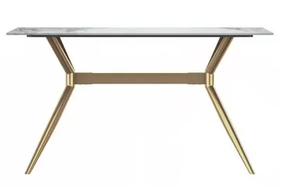 Elega Series Gold Stainless Steel Dining Table 62" With Medium Grey Sintered Stone Top