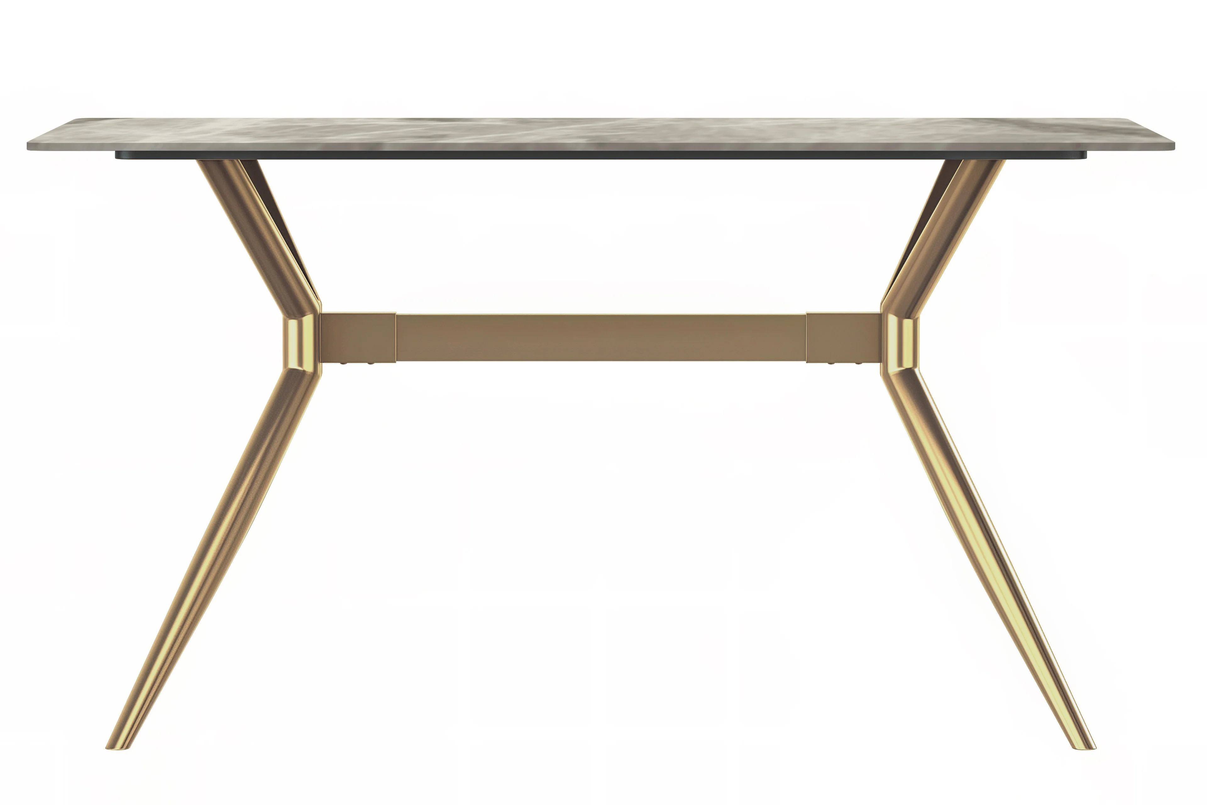 Elega Series Gold Stainless Steel Dining Table 71" With Deep Grey Sintered Stone Top