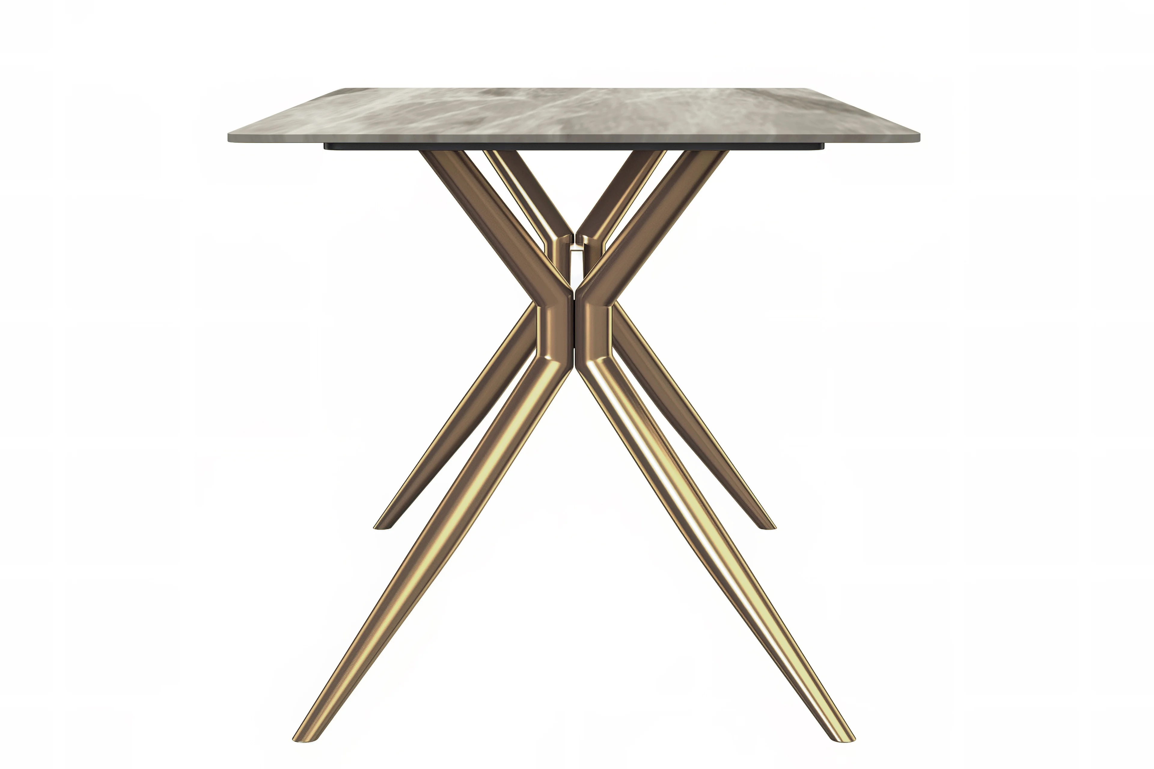 Elega Series Gold Stainless Steel Dining Table 71" With Deep Grey Sintered Stone Top