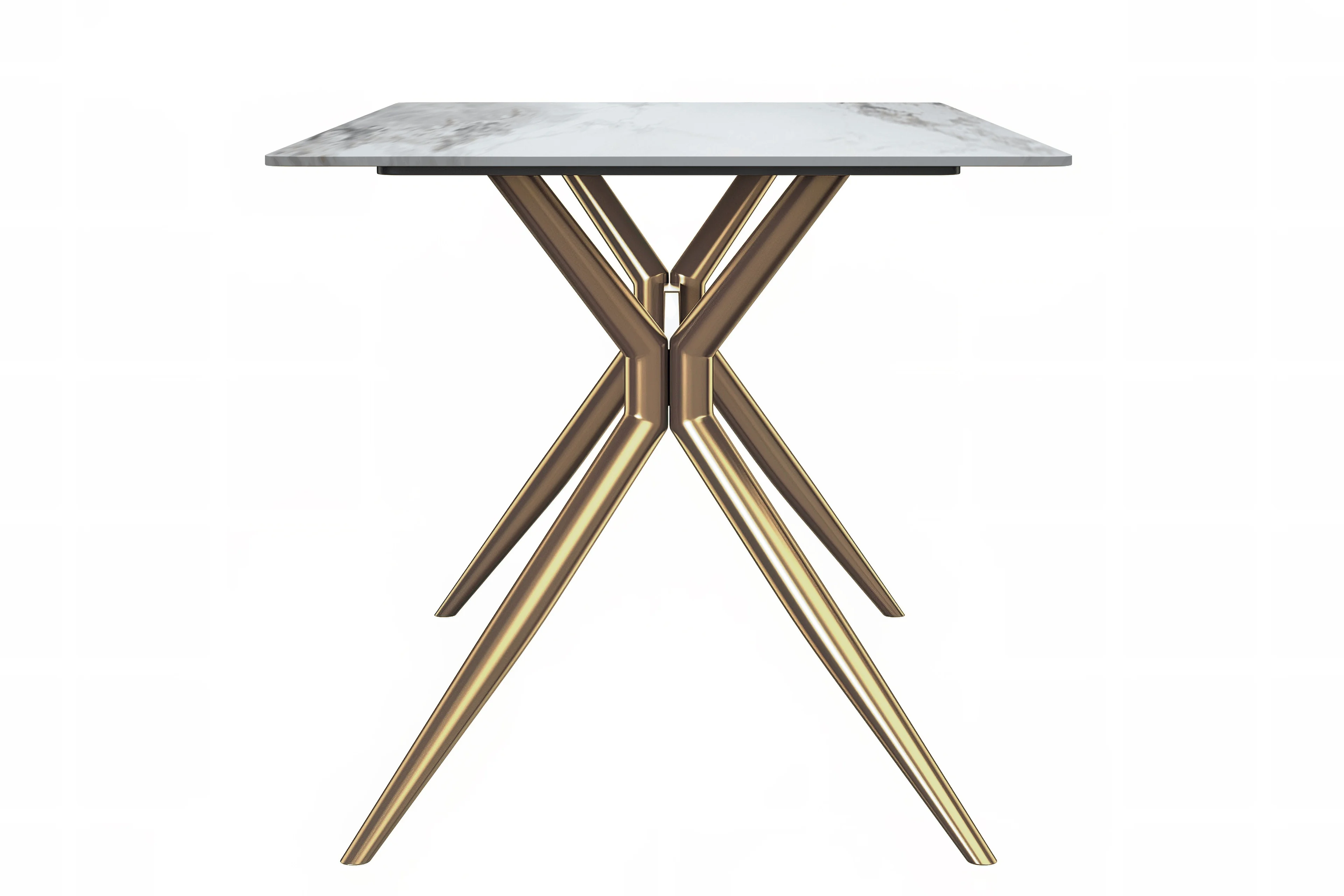 Elega Series Gold Stainless Steel Dining Table 71" With Medium Grey Sintered Stone Top