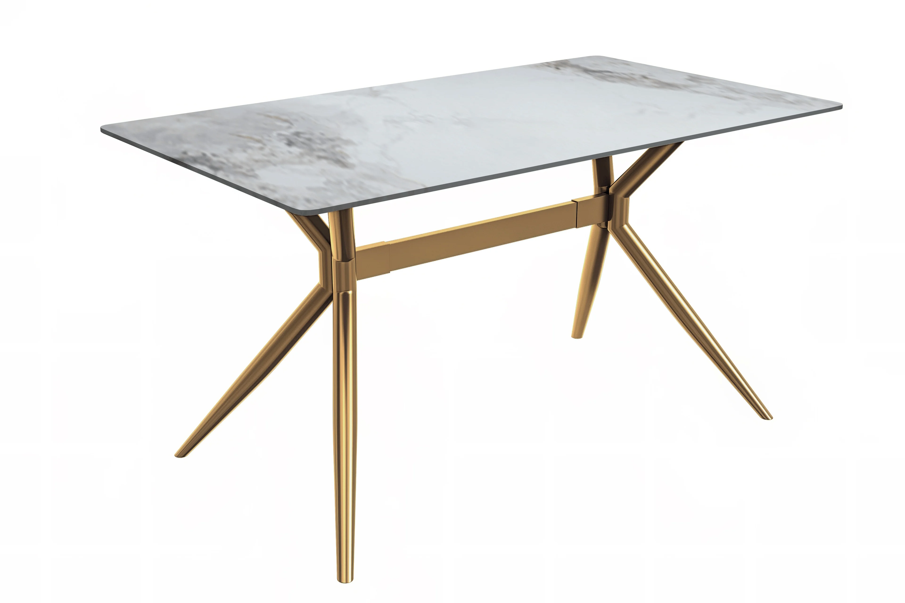 Elega Series Gold Stainless Steel Dining Table 71" With Medium Grey Sintered Stone Top