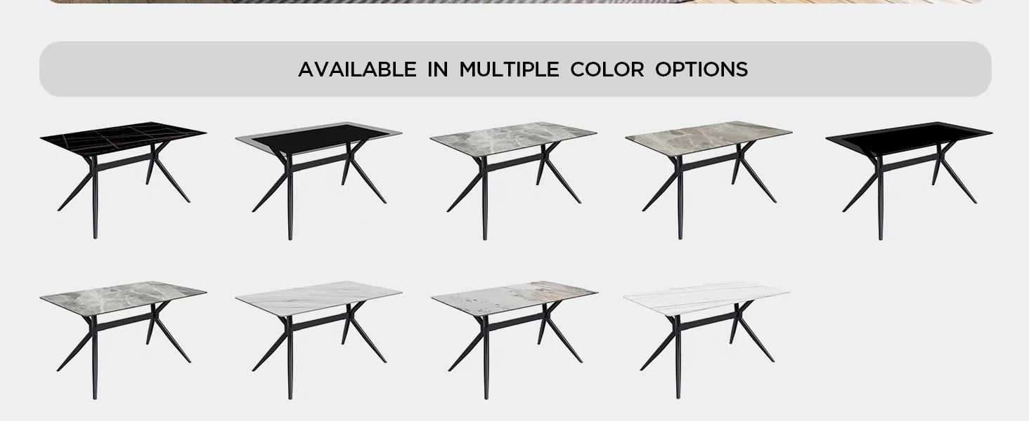 Elega Series Black Stainless Steel Dining Table 55 With Black Glass Top