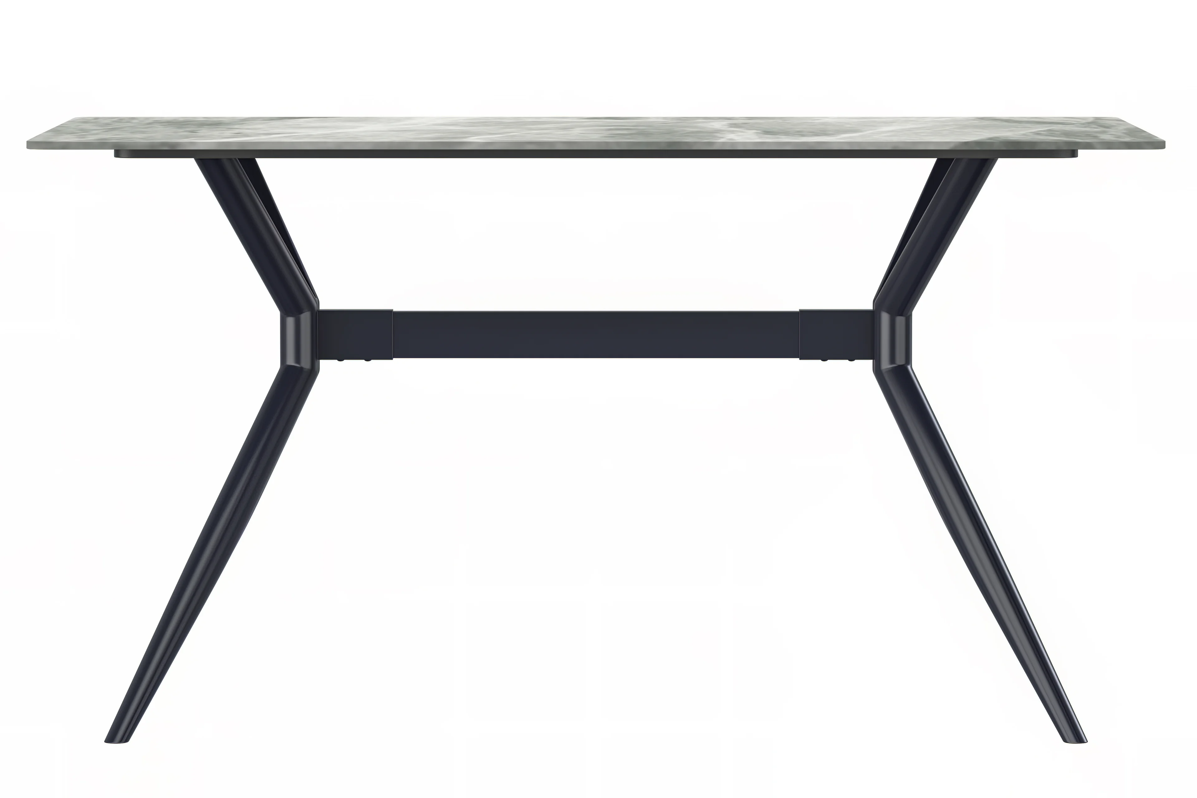 Elega Series Black Stainless Steel Dining Table 55 With Light Grey Sintered Stone Top
