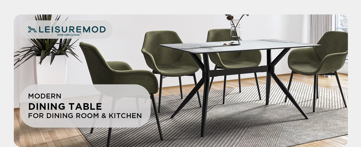 Elega Series Black Stainless Steel Dining Table 55 With Medium Grey Sintered Stone Top