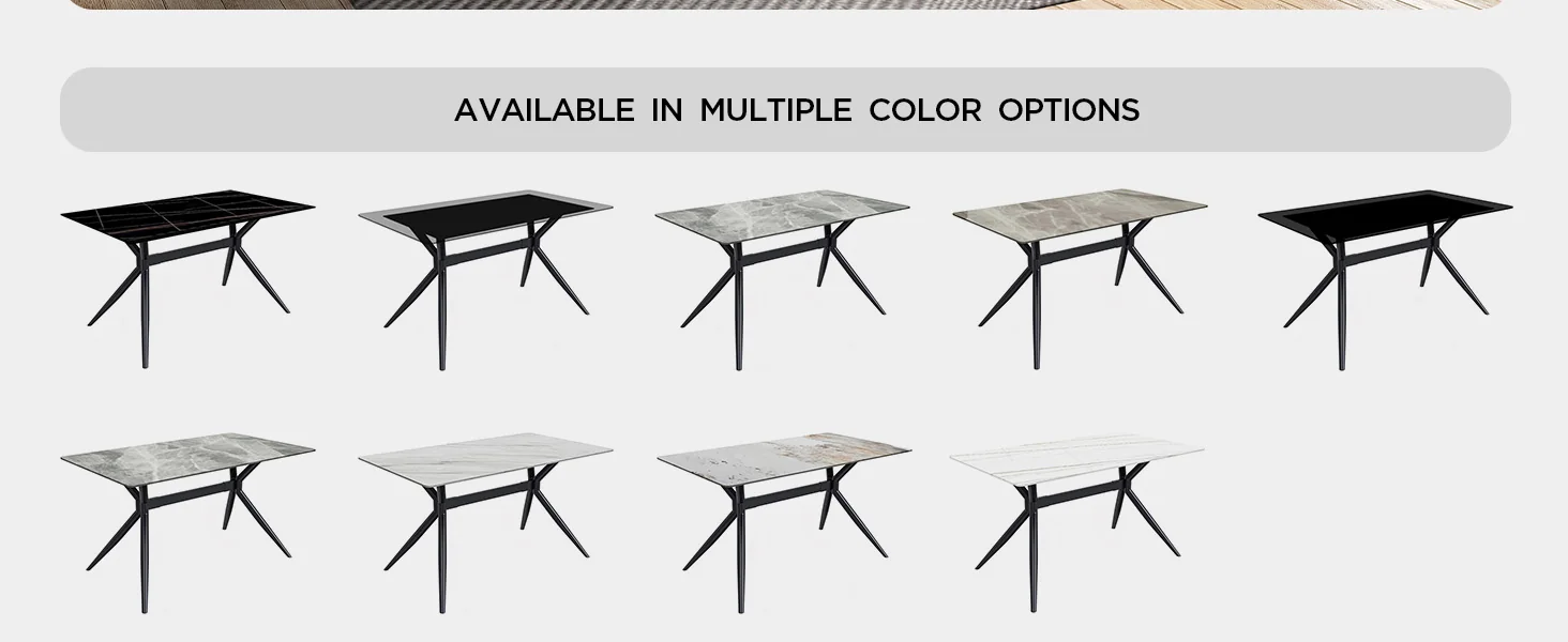 Elega Series Black Carbon Steel Dining Table 62 With Black/Gold Sintered Stone Top