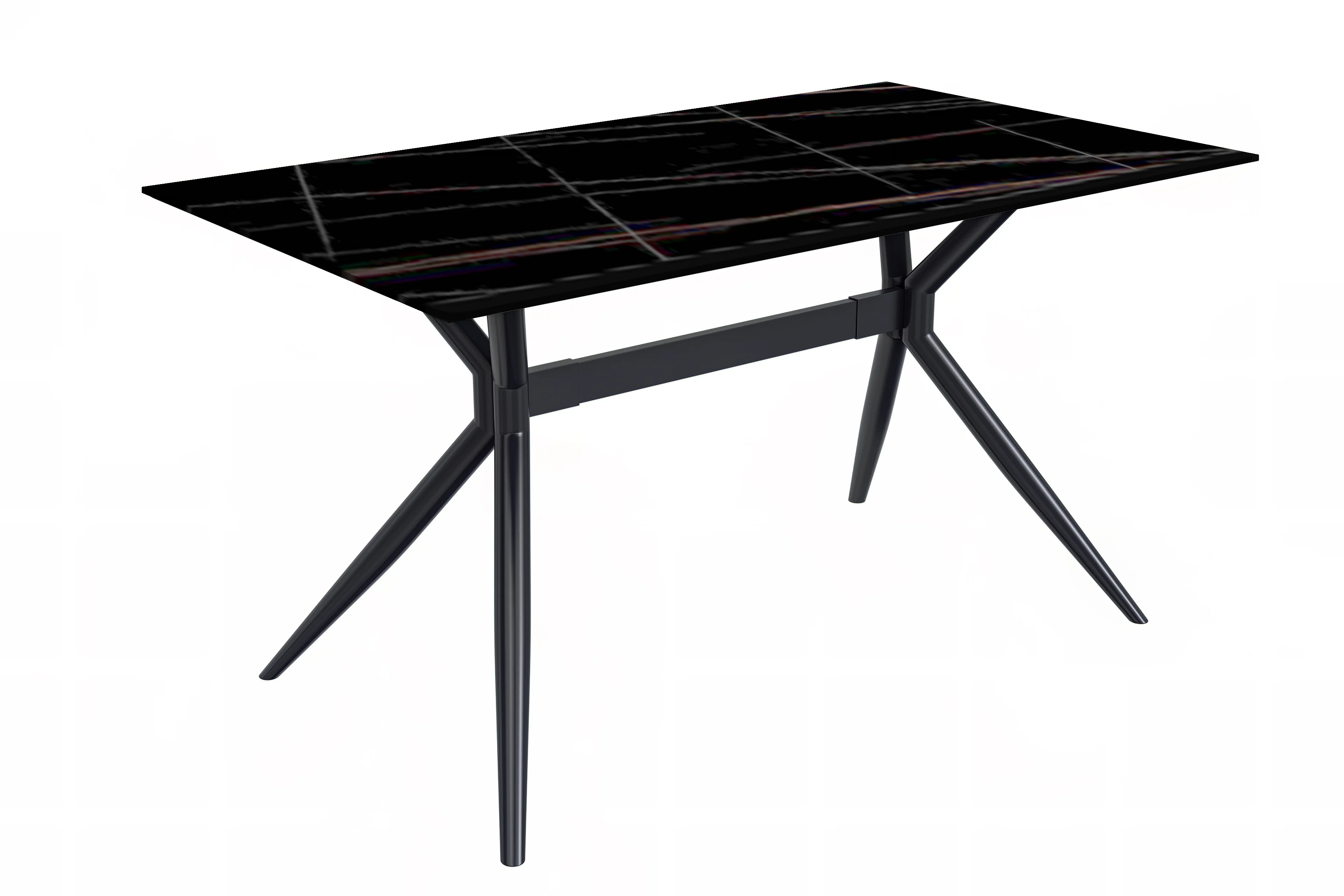 Elega Series Black Carbon Steel Dining Table 62 With Black/Gold Sintered Stone Top