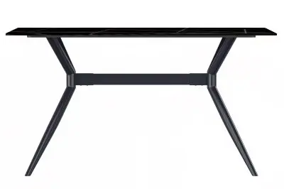 Elega Series Black Carbon Steel Dining Table 62 With Black/Gold Sintered Stone Top