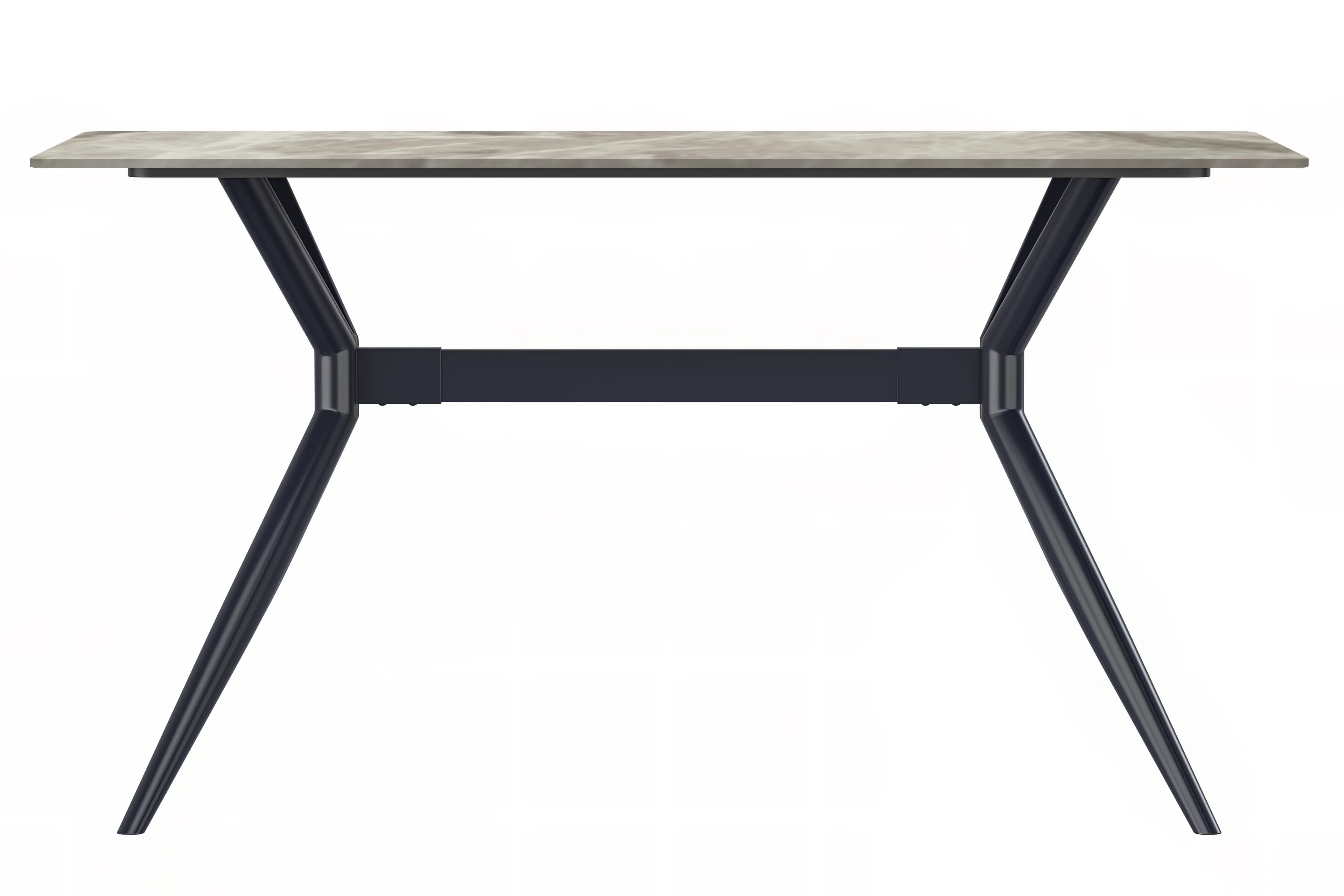 Elega Series Black Carbon Steel Dining Table 62 With Deep Grey Sintered Stone Top