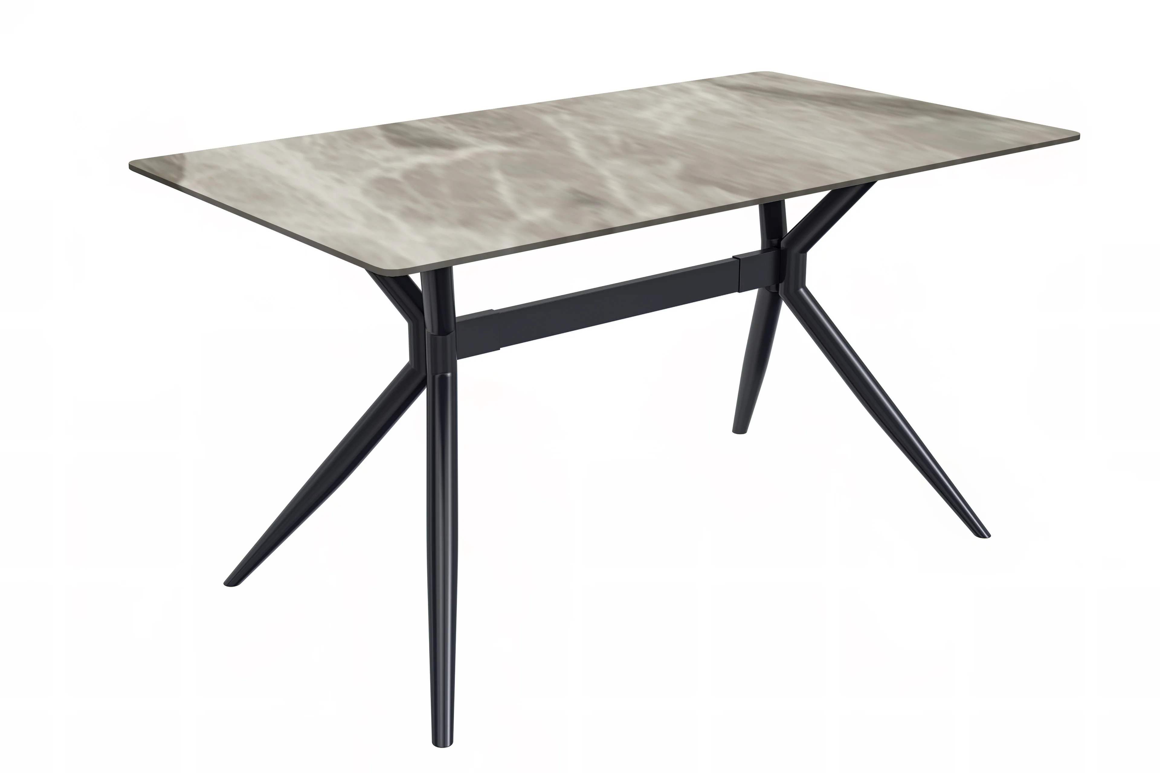 Elega Series Black Carbon Steel Dining Table 62 With Deep Grey Sintered Stone Top