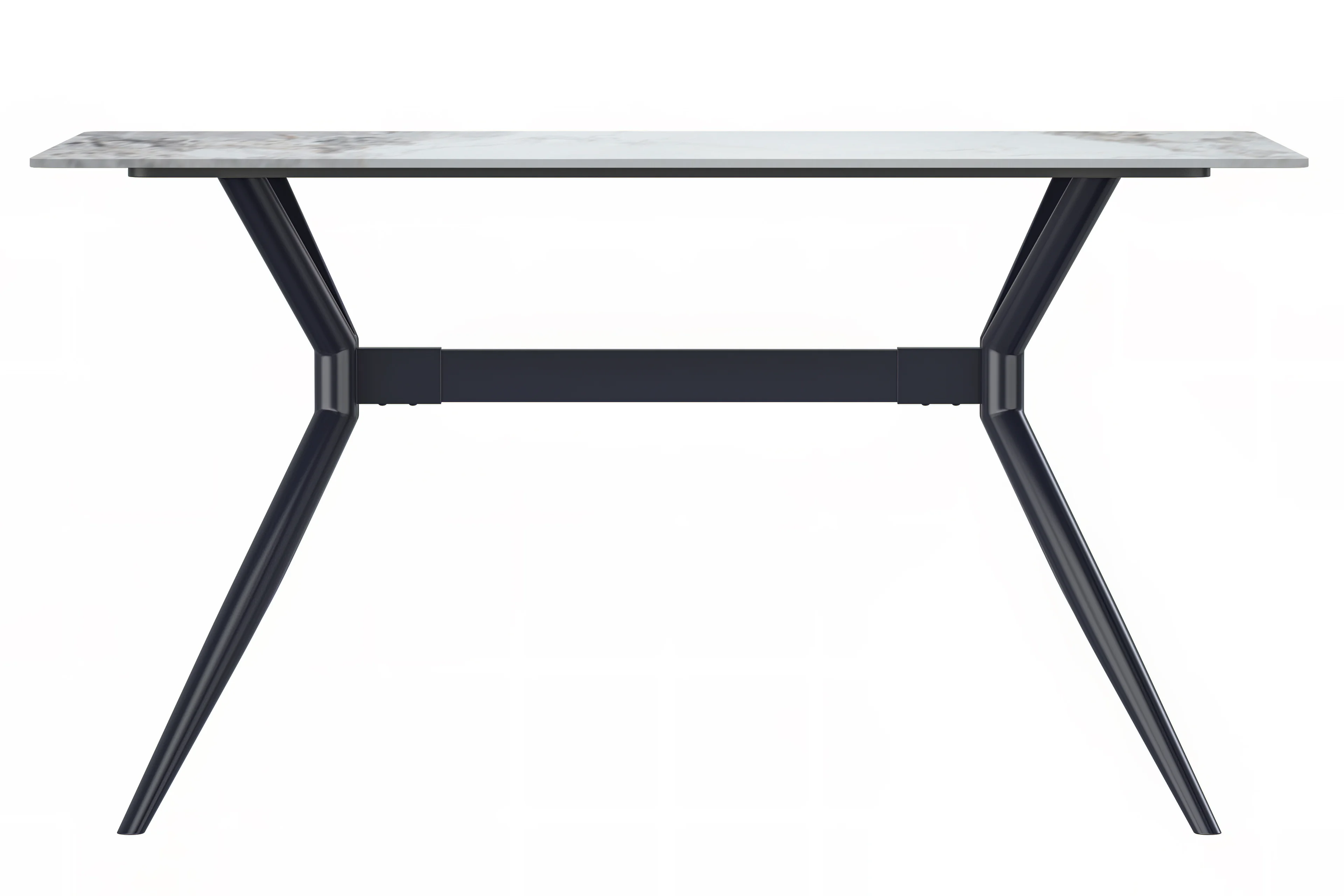 Elega Series Black Carbon Steel Dining Table 62 With Medium Grey Sintered Stone Top