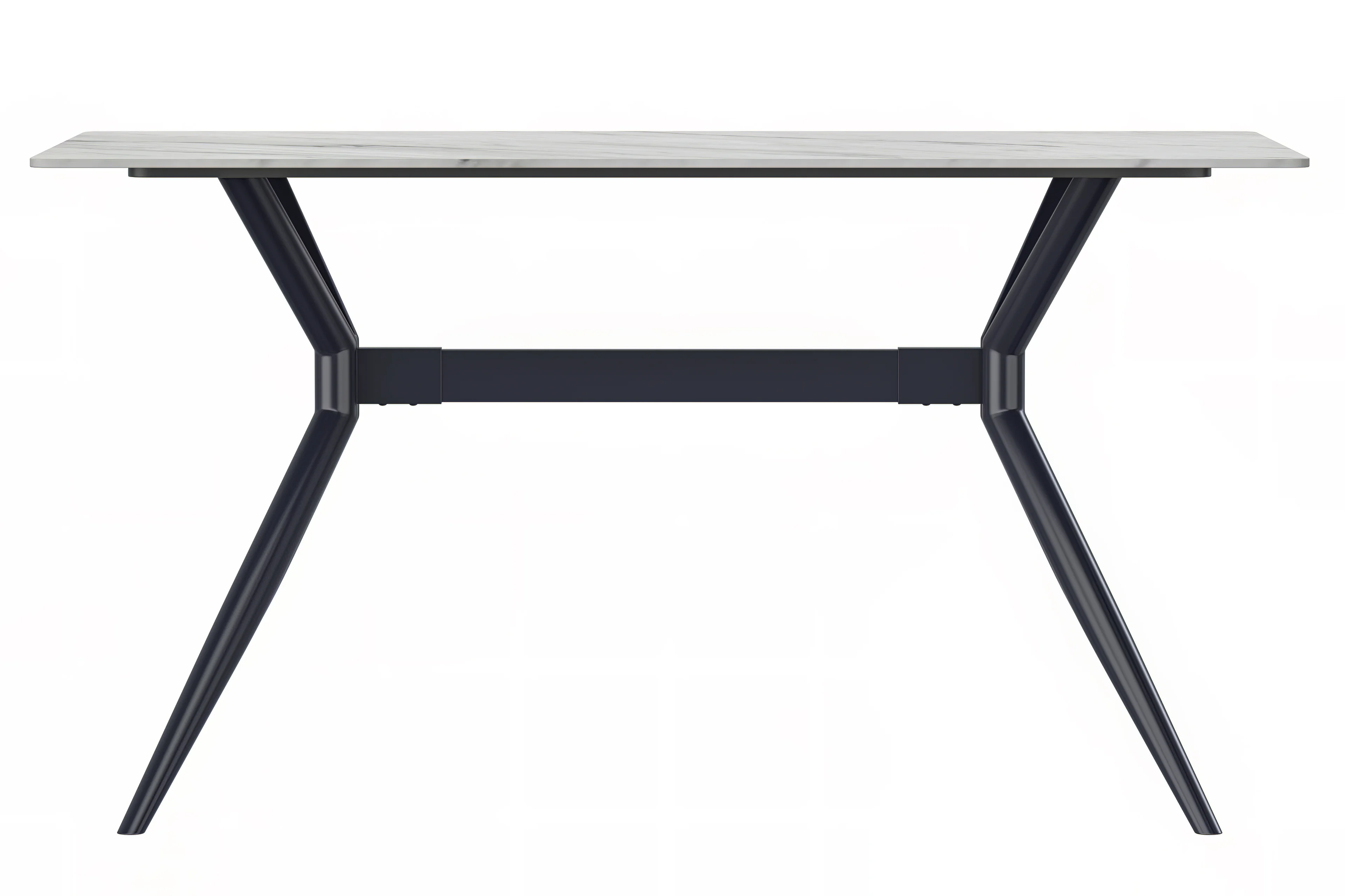 Elega Series Black Carbon Steel Dining Table 62 With White Sintered Stone Top