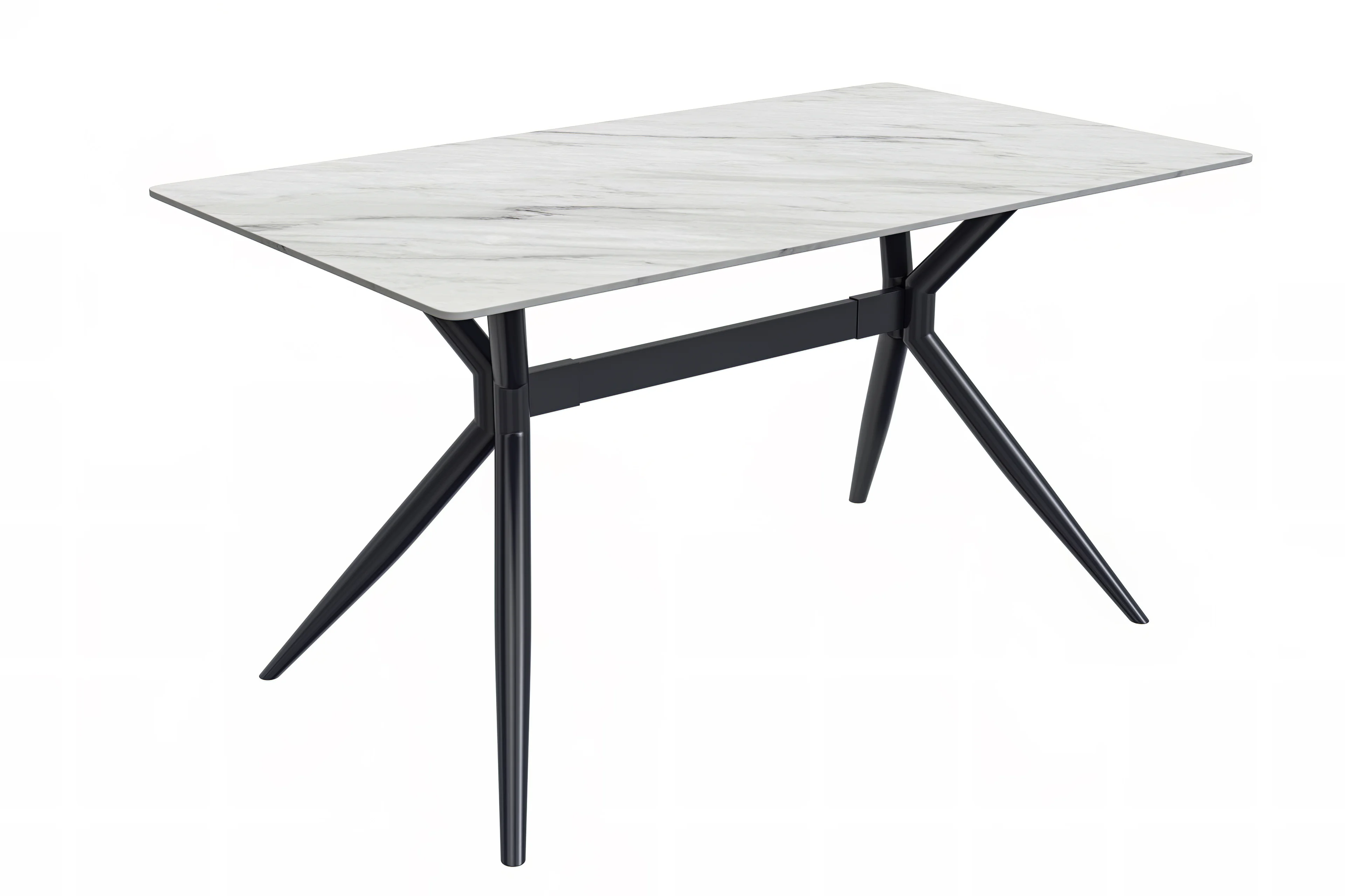 Elega Series Black Carbon Steel Dining Table 62 With White Sintered Stone Top