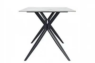 Elega Series Black Carbon Steel Dining Table 62 With White Sintered Stone Top